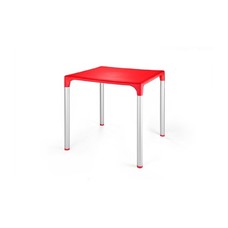 Mesa ELIANA, aluminio, polipropileno rojo 74x74 cms