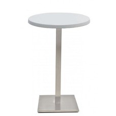 Mesa IPANEMA, alta, acero inoxidable, base de 110 cms y tapa 60 cms. Color a elegir