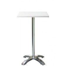 Mesa MILAN, alta, aluminio, 4 radios, base de 110 cms y tapa 60 x 60 cms. Color a elegir