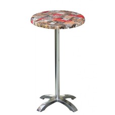 Mesa MILAN, alta, aluminio, 4 radios, base de 110 cms y tapa 70 cms. Color a elegir