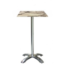 Mesa MILAN, alta, aluminio, 4 radios, base de 110 cms y tapa 70 x 70 cms. Color a elegir