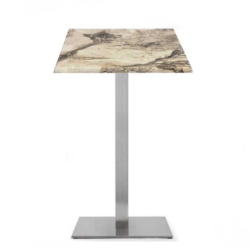 Mesa RHIN, alta, acero inoxidable, base de 110 cms y tapa 60 x 60 cms. Color a elegir