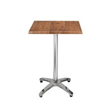 Mesa ROMA, alta, aluminio, 4 radios, base de 112 cms y tapa 70x70 cms. Color a elegir