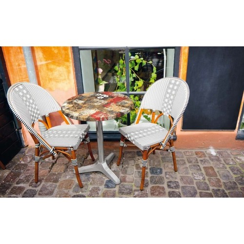 Tablero de mesa Werzalit Alemania, BABYLON 213, 70 cms de diámetro*.