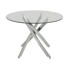 Mesa CHANTAL 100, cromada, cristal, 100 cms diámetro