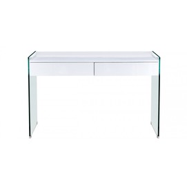 Mesa LIMOGES, cristal, cajonera, lacada blanca, 120 x 60 cms