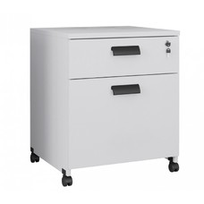 Cajonera WORK WK8, ruedas, 2 cajones, guías metálicas, cerradura, platino