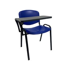 Silla NIZA con pala de escritura, asiento y respaldo en plástico azul