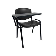 Silla NIZA con pala de escritura, asiento y respaldo plástico negro