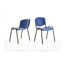 Silla NIZA, chasis negro y plástico azul