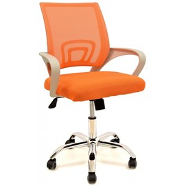 Sillón de oficina FISS NEW, blanco, gas, basculante, malla y tejido naranja