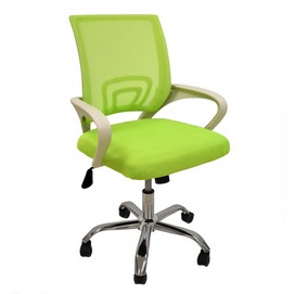 Sillón de oficina FISS NEW (M), blanco, gas, basculante, malla y tejido verde