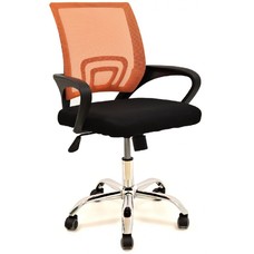 Sillón de oficina FISS NEW, negro, gas, basculante, malla naranja, tejido negro
