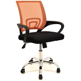 Sillón de oficina FISS NEW, negro, gas, basculante, malla naranja, tejido negro