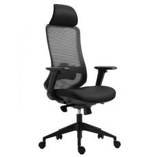 Sillón de oficina ARANJUEZ, alto, negro, ergonómico, multifunción, malla y asiento negro