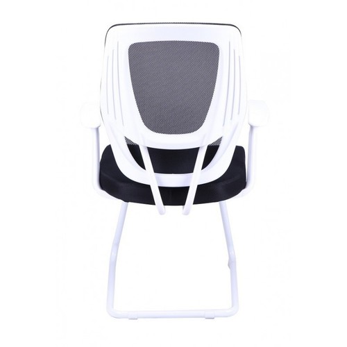 Sillón de oficina ULRIK, fijo, blanco, malla y tejido negro