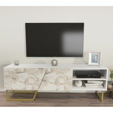 Mueble de TV MARCUS, biIaminado mármol blanco, 150 cms. Mueble de TV MARCUS, biIaminado mármol blanco, 150 cms.