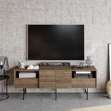 Mueble de TV SIMON, biIaminado nogal, 180 cms. Mueble de TV SIMON, biIaminado nogal, 180 cms.