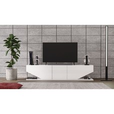 Mueble de TV VIOLET, biIaminado blanco brillo, 180 cms. Mueble de TV VIOLET, biIaminado blanco brillo, 180 cms.