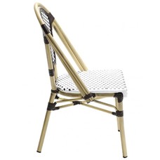 Silla PARIS, apilable, aluminio, ratán blanco y marrón