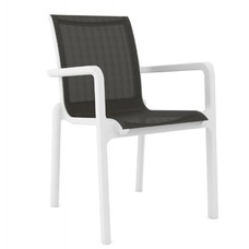 Sillón NEPTUNO, apilable, polipropileno blanco, batyline antracita