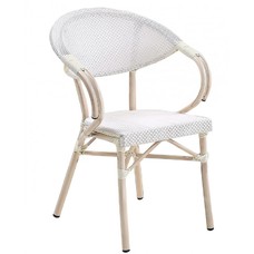 Sillón NERJA, apilable, aluminio, teslin blanco, plata y gris
