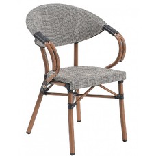 Sillón NERJA, apilable, aluminio, teslin gris bronce