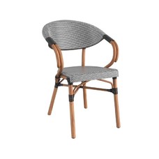 Sillón NERJA, apilable, aluminio, teslin gris negro