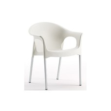 Sillón NILO, aluminio, apilable, polipropileno blanco
