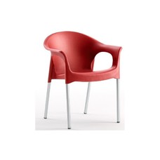 Sillón NILO, aluminio, apilable, polipropileno rojo*