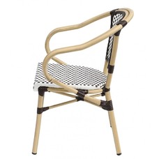 Sillón PARIS, apilable, aluminio, ratán blanco y marrón