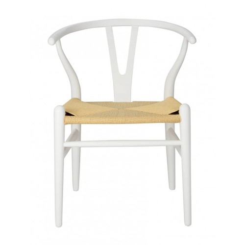 Silla WISH, madera de haya, blanca, fibra trenzada