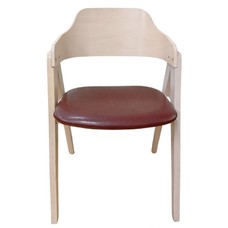 Sillón JARSY, madera de hevea, natural, similpiel marrón