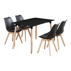 Silla TORRE 4P ( SU ), madera, polipropileno y cojín negro