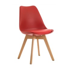 Silla TORRE 4P (SU), madera, polipropileno y cojín rojo