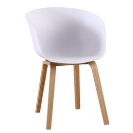 Sillón AWAK, madera curvada, polipropileno blanco