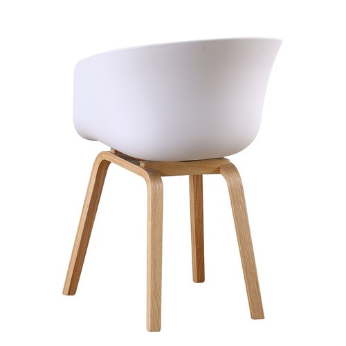 Sillón AWAK, madera curvada, polipropileno blanco