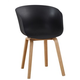 Sillón AWAK, madera curvada, polipropileno negro