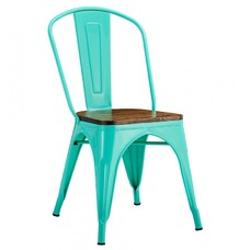 Silla TOL EK WOOD, acero, verde agua, asiento madera