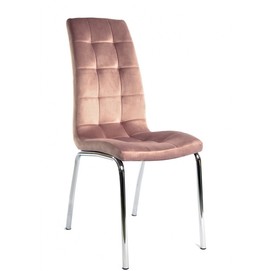 Silla AROA, cromada, tapizada velvet rosa