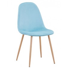 Silla EPOQUE NEW, patas metálicas, terciopelo aguamarina 58