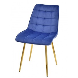 Silla GILDA, metal, dorado, tejido velvet azul