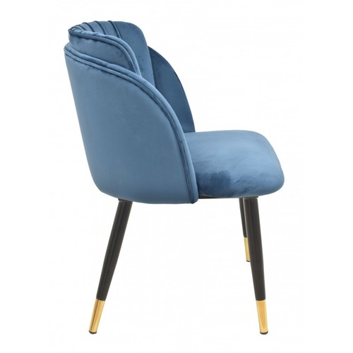 Silla GLAMOUR, metal, tapizado velvet azul