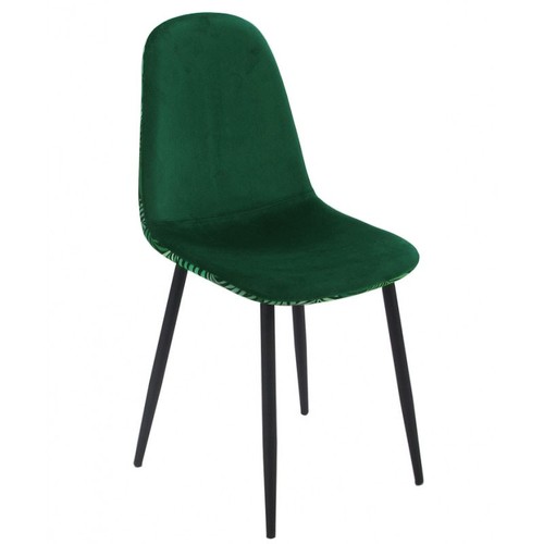 Silla HORUS NEW, metal, tapizado velvet verde con trasera floral a juego