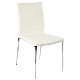 Silla INMA, apilable, metal, similpiel blanca