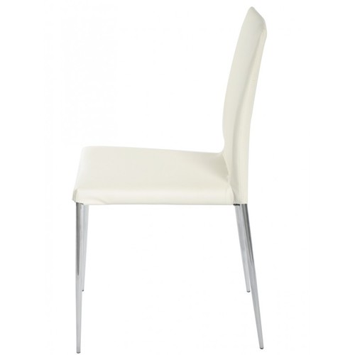 Silla INMA, apilable, metal, similpiel blanca