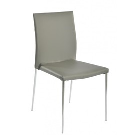 Silla INMA, apilable, metal, similpiel gris oscuro