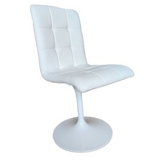 Silla IVONNE, metal blanco, tapizado similpiel blanca