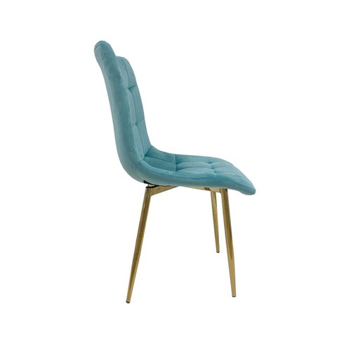 Silla SHAYLA, metal, dorado, tejido velvet verde agua