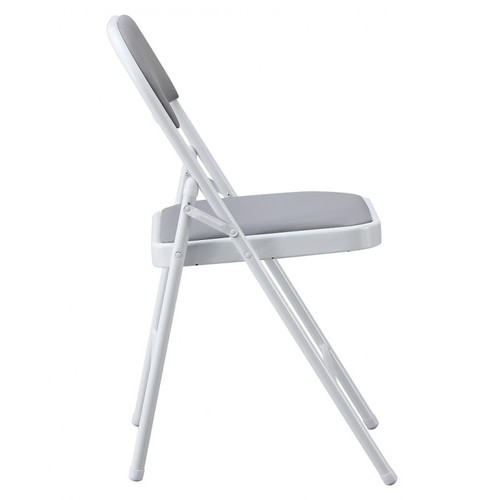 Silla SMART, plegable, metal, epoxi blanco, vinilo gris claro